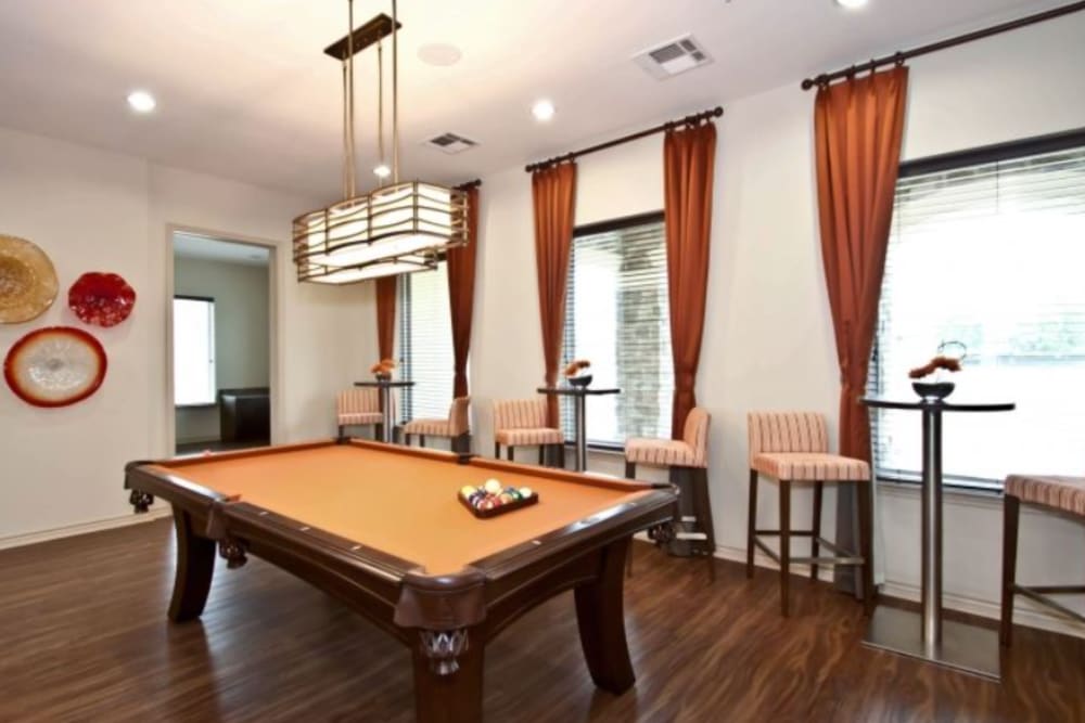 Billiard lounge with nice pool table at North Court Villas in Frisco, Texas